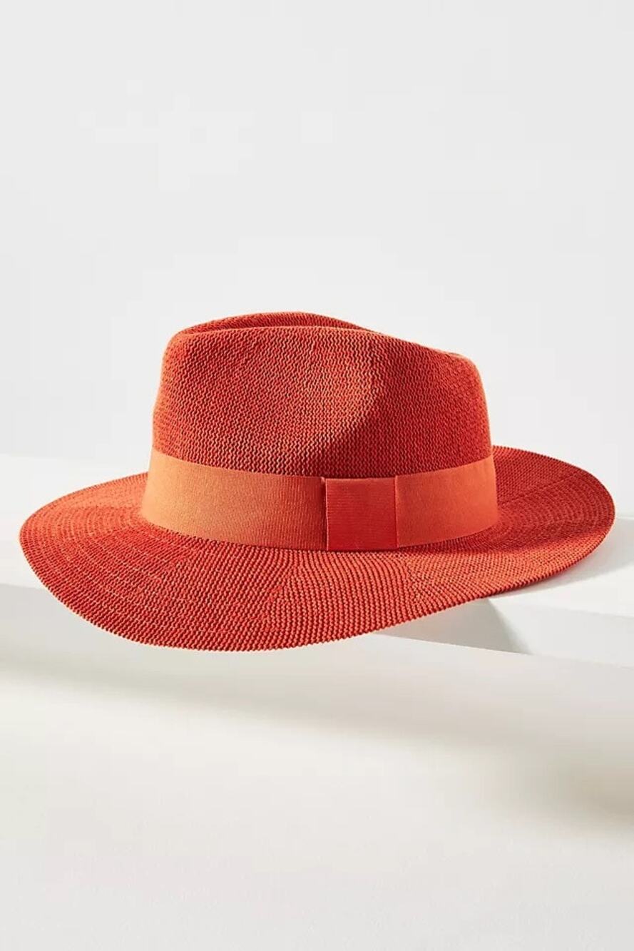 By‎ Anthropologie Women’s Rowan Rancher Hat Orange Resort Wide-Brim Fedora